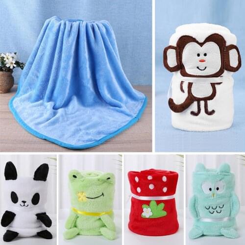 Fleece Hood Infant Towels Blanket Cartoon Baby Bath Towel Bathrobe Winter Infant Blanket Swaddle Wrap 100x75cm