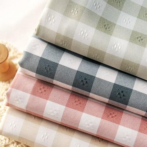 Plaid Polyester Cotton Fabric Dress Shirt Handmade Garment Material