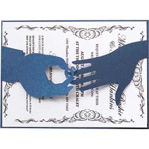 Finger Ring Wedding Engagement Party Invitation Card Romantic Laser Cutting Invites Customized Printing 50 Sets