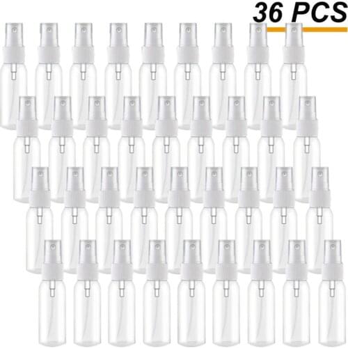 36Pcs 30Ml/1Oz Mini Fine Mist Spray Bottles Refillable Bottles Small Empty Clear Plastic Travel Size Bottles