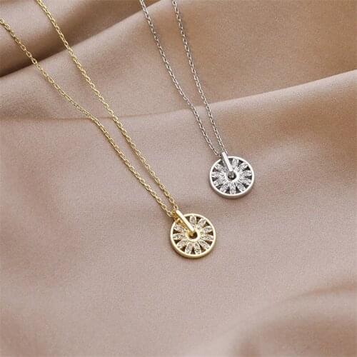 Fashion ferris wheel Round Pendant Necklace For Women Girls Rhinestone Charms Collar Choker Jewelry Party Gifts