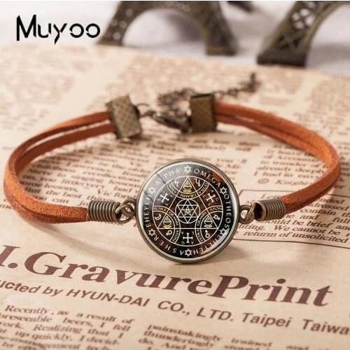 2018 New Magic WICCA Leather Bracelet Choker Statement Bracelets Handmade Glass Dome Cabochon Jewelry