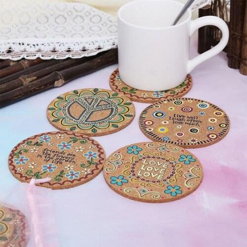 8Pcs Handy Round Shape Natural Cork Coasters Wine Drink Coffee Tea Cup Mats Table Pad For Home Office Kitchen Table Decor Cocina