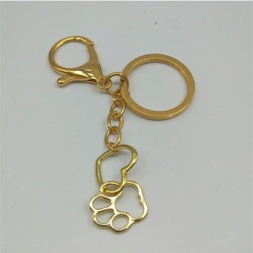 Hollow Pet Paw Footprint Keychain Shellhard Cute Animal Dog Cat Love Heart Pendant Keychain For Women Girls Jewelry Keychain