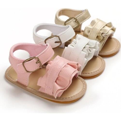 Casual Infant Kids Shoes Baby Wave Design Summer Beach Sandals Flat Soft PU Girls Casual Beach Pool Flat