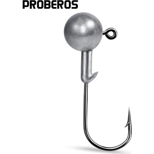 PROBEROS 10pcs Jig Head Fishhooks 1-1.5-2-2.5-3.5-5-7g Jigging Fishing Hooks for Soft Worm Bait Fishing Tackle