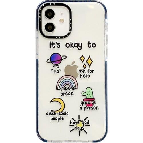 English Motto Its OK Transparent Case for iPhone 12 Pro Max Back Phone Cover for 12Mini 11Pro Max X XS XR 8 7 Plus SE 2020 Capa