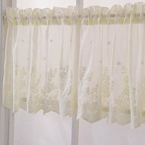 Romantic Mesh Lace Flower Window Balcony Short Curtain Kitchen Valance Drape Home Bedroom Cafe Decor Supplies