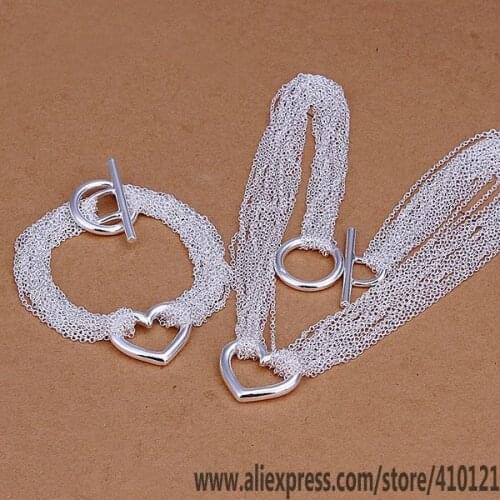 S070 Hot Sale Silver Color Fine Jewelry Sets,Wholesale Fashion Jewelry Elegant Charms Fashion Set Mesh Heart /dawalsda Hpeaqgla