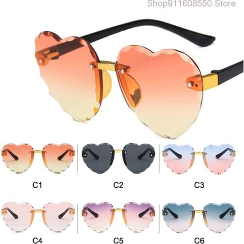 GOZLUGU Childrens Heart Shaped Frameless Sunglasses Thin Metal Frame UV Protection Sunglasses for Beach Holiday Festival