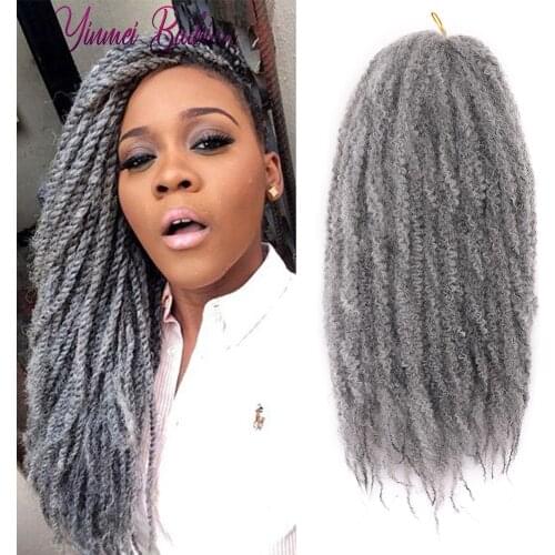 Yinmei Baibian Marley Braids Hair Soft Kinky Twist 18inch Synthetic Marley Hair High Temperature Fiber Brown Grey For Women