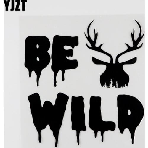 YJZT 13.5CMX14.3CM Be Wild Animal Deer Head Vinyl Waterproof Car Sticker Decal 8C-0050