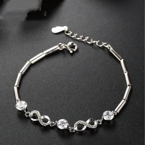 Everoyal Luxury Crystal Geometric Female Bracelets Jewelry Girls Vintage 925 Sterling Silver Bracelets For Women Accessories Hot