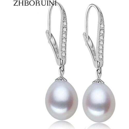 ZHBORUINI Fashion Pearl Earrings Natural Freshwater Pearl Pearl Jewelry Drop Earrings 925 Sterling Silver Jewelry For Woman Gift