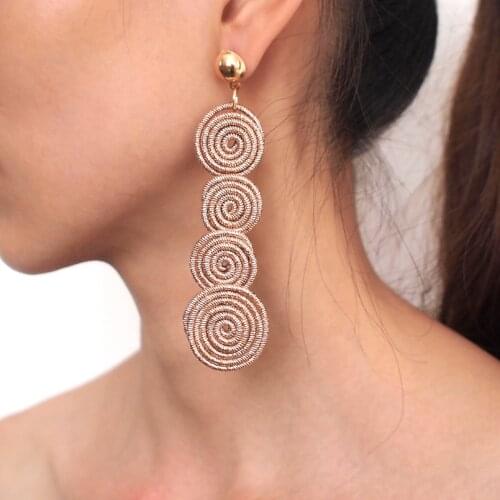MANILAI Trendy Charm Spiral Alloy Dangle Earrings Fashion Metal Statement Earrings Woman Wholesale Jewelry Handmade Gift