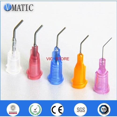 Free Shipping 0.5'' 500Pcs Pre-Bent Dispenser Flow Tips 45 Degree Bent Stainless Steel Liquid Dispensing Needles 1/2 Inch