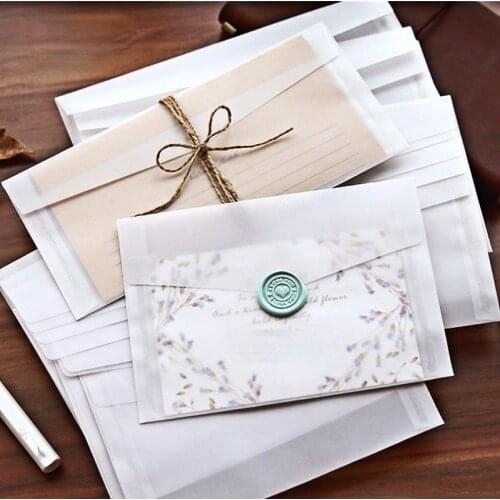 10pcs/lot Custom Transparent Envelope Translucent Paper Envelopes Set Letter Vintage Wedding Invitation Envelopes for Cards