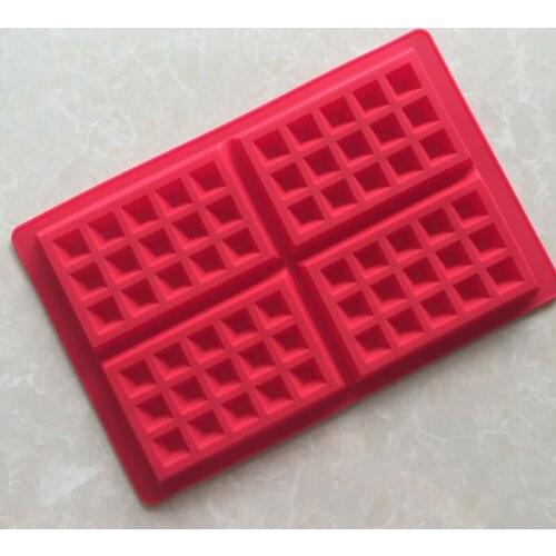 4-Cavity Square Silicone Waffle Mold 3D Cake Fandont Molds Chocolate Jelly Baking Tools for Cake Decorating Tools