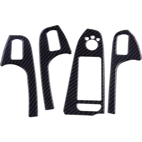 4Pcs/Set Carbon Fiber Car Door Armrest Window Lift Switch Panel Cover Trim Left Hand Drive Fit for Audi A4 B8 2008-2014 2015