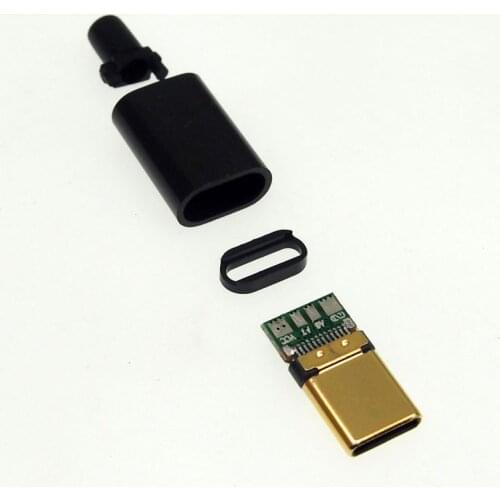 5set Gold plating USB data charging Type-C plug 4 solder joint male plug Double-sided insertion