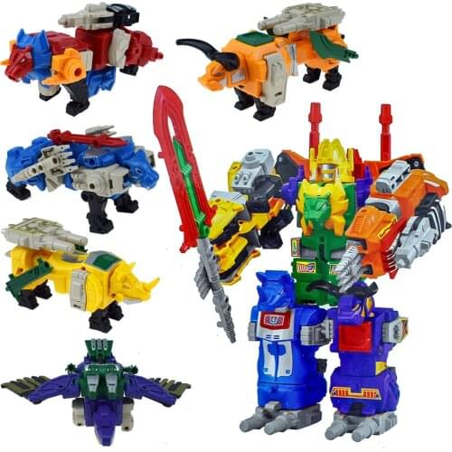 5in1 Megazords Dinozords Transformation Action Figure Toys Deformation Robot Children Gifts
