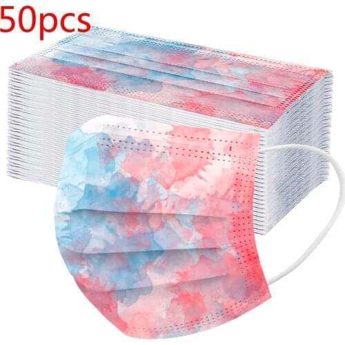 50pcs Childrens Disposable Mask Watercolor Gradient Mascararillas Non-woven 3ply Kids Masks Masque Halloween Cosplay Masca