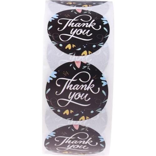 500pcs/roll Round Floral Thank You Stickers Scrapbooking For Package Seal Labels Custom Sticker Decoration Wedding Sticker