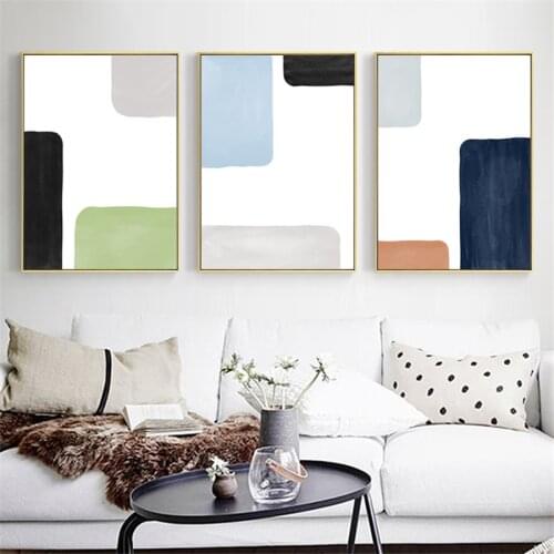 Abstract Golden Square Curve Geometry Combination Canvas Paintings Posters And Prints Wall Art Pictures Living Room Home Decor