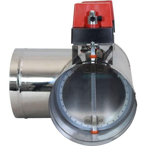 AC110V DC12V DC24V stainless steel motorized ventilation register motorized valve Air Duct Valve OD51mm-150mm T type AC 220v