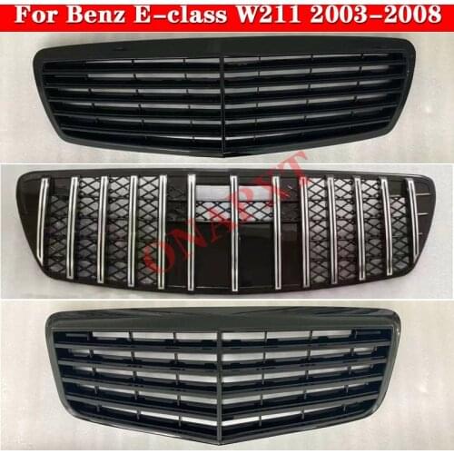 For Mercedes-Benz E-class W211 2003-2008 Car Styling center grille ABS Front Bumper Grill Original and GT Vertical Bar Middle