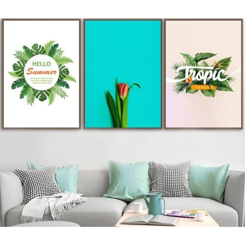 Flower Palm Leaves Quotes Wall Art Canvas Painting Nordic Posters And Prints Wall Pictures For Living Room Decoration Unframed