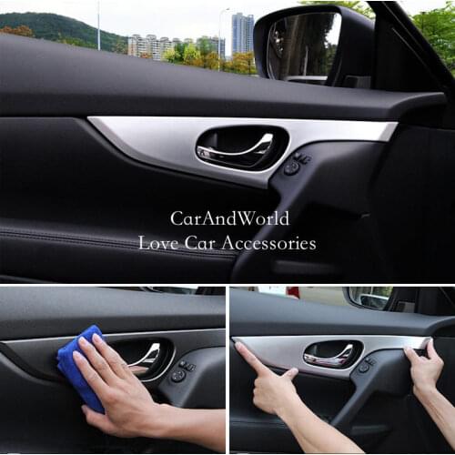 For Nissan X-trail Rogue T32 2014-2020 Interior Door Handle Bowl Cover Trims X Trail ABS Chrome Car-styling Accessories