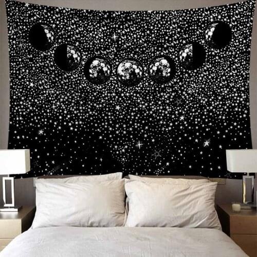 Black Skull Galaxy Tapestry Wall Hanging Hippie Backdrop Decor Mandala Small Wall Carpets Thin Polyester Psychedelic Tapestry