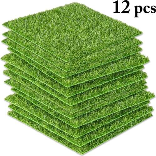 12PCS Artificial Grass Lifelike Decorative Fake Moss Fairy Garden Decoration