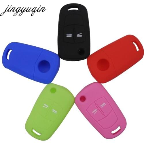 Jingyuqin 2 Buttons Flip Remote Folding Car Key Cover Fob Case For Vauxhall Opel Corsa Astra Vectra Signum Silicone Cover