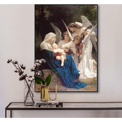 Song of the Angel William Adolphe Portrait Canvas Painting Pop Art Posters and Prints Wall Picture for Living Room Decor Cuadros