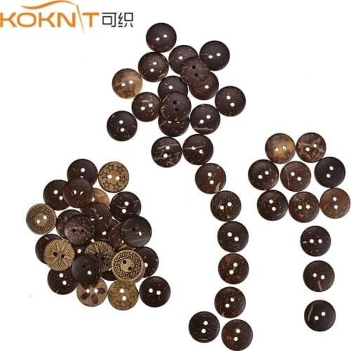 KOKNIT 100 Pcs/Set Mixed Wooden Button 2 Holes a Bag Tops Sewing Scrapbooking DIY Buttons Sewing Accessories