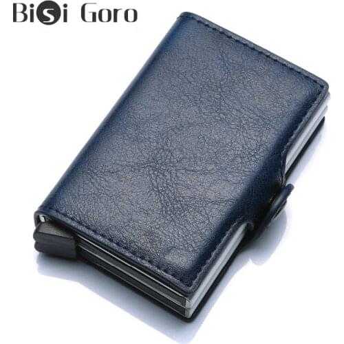 BISI GORO Top Quality Wallets for Men Short Rfid Card Wallet Money Bag Mini Purse Male Aluminium Small Wallet Men Thin Wallet