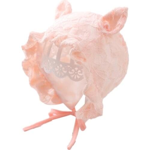 Newborn Baby Princess Cute Lace Sun Hat Toddler Photography Props Infant Girl Breathable Cotton Beanie Bonnet Cap J60B