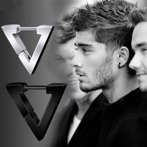 Fashion Gothic Triangle earrings Unisex Punk Rock copper Men Women Ear Stud Earrings Pierced Push-Back Ear Plug Buckle jewelry