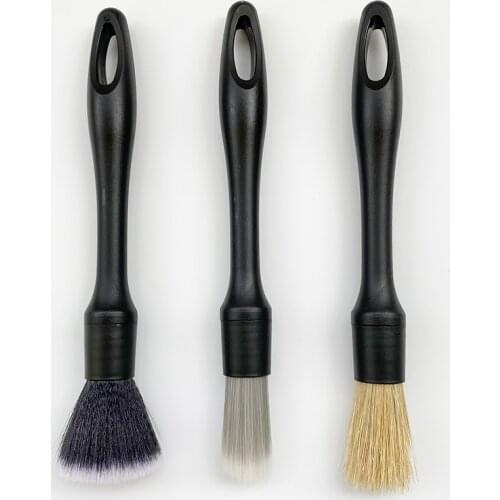 3 Pack Detailing Brush Set With Natural Boar Hair Auto Interior Detail Brush With Synthetic Bristles Car Dash Duster Brush