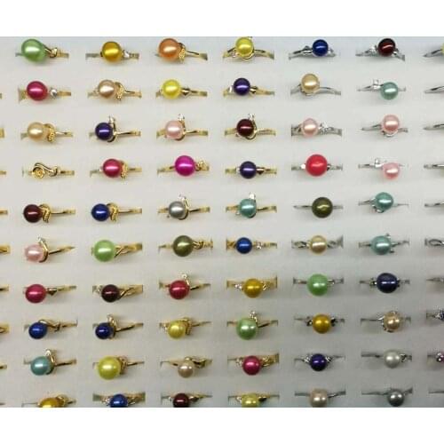 Wholesale 20 pcs Various mix 100% real pearl rings free shipping