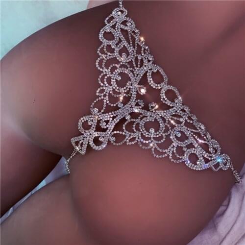 Sexy Crystal Big Ass Body Chains Jewelry Waist Fashion Round Panties for Women Rhinestone Underwear Thong Belly Chain Jewelry
