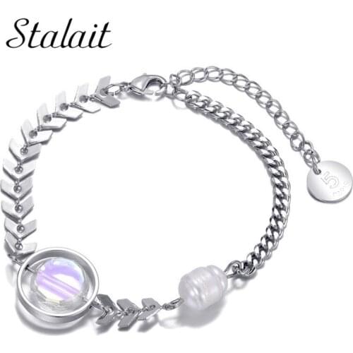 Wheat Metal Cuban Link Bracelets Clear Natural Irregular Pearl Women Accessories Number Five Luxury Jewelry New Arrival