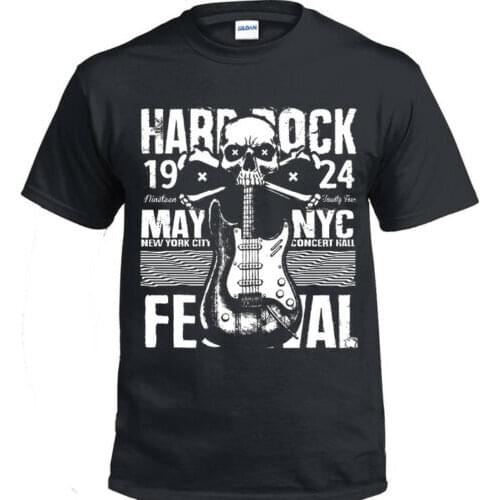 Rigide Rock Festival T-Shirt Hommes S-2XL Motard Musique Guitare Crâne Rétro