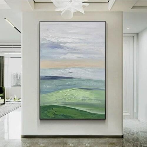Hand Painted Abstract Oil Painting Wall Art Landscape Picture Minimalist Modern On Canvas Decorative For Living Room No Frame