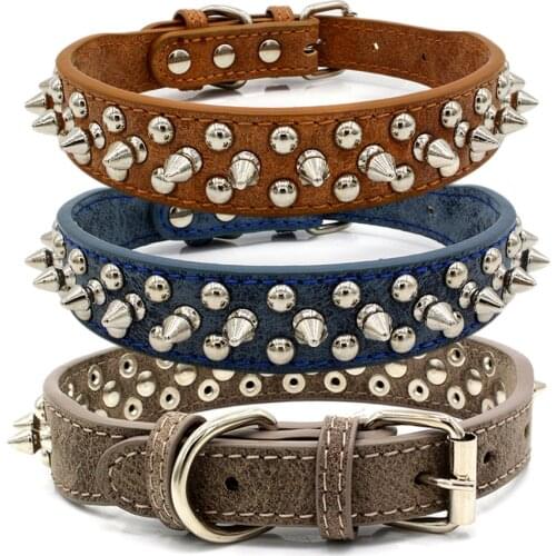 Spiked Studded Small Large Dog Collar Rivet Accessory Hond Neck Strap For Puppy Necklace Leather PU Pitbull Bulldog Pet Supplies