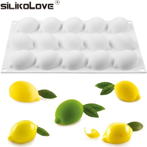 SILIKOLOVE 15 Cavity Lemon Shape Silicone Molds Cake Decorating Tools Bakeware French Dessert Mousse Cake Mold Baking Utensils