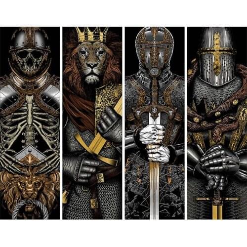 Nordic Knight tiger lion DIY Diamond Painting Cross Stitch Animal Wall Mosaic Decor Art Industrial Style Living Room Painting