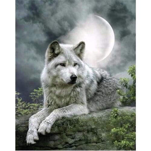 Rhinestone painting crystal Home Decor DIY Diamond painting moon Wolf 3D cross stitch pattern diamond embroidery